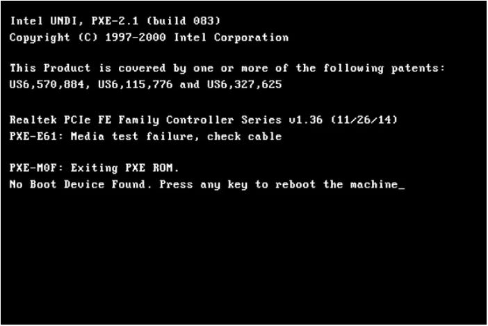 Arreglar error PXE-E61