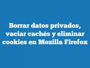 Borrar datos privados, vaciar cachés y eliminar cookies en Mozilla Firefox