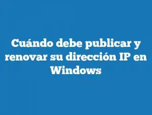 Cuándo debe publicar y renovar su dirección IP en Windows