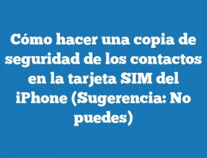 Cómo hacer una copia de seguridad de los contactos en la tarjeta SIM del iPhone (Sugerencia: No puedes)