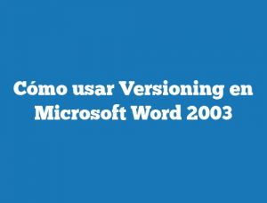 Cómo usar Versioning en Microsoft Word 2003