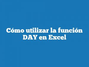 Cómo utilizar la función DAY en Excel
