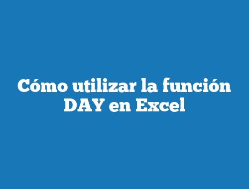 Cómo utilizar la función DAY en Excel