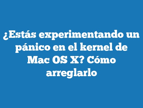 ¿Estás experimentando un pánico en el kernel de Mac OS X? Cómo arreglarlo