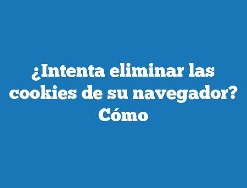 ¿Intenta eliminar las cookies de su navegador? Cómo