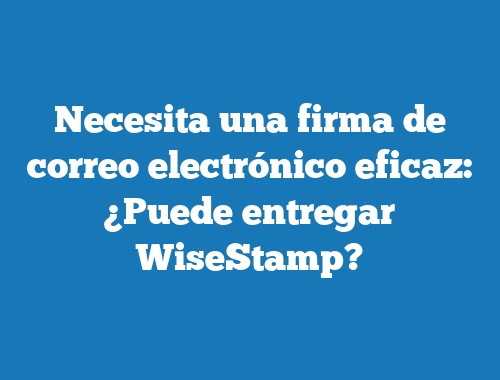 Necesita una firma de correo electrónico eficaz: ¿Puede entregar WiseStamp?