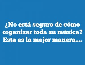 ¿No está seguro de cómo organizar toda su música? Esta es la mejor manera….