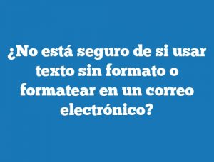 ¿No está seguro de si usar texto sin formato o formatear en un correo electrónico?