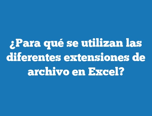 ¿Para qué se utilizan las diferentes extensiones de archivo en Excel?