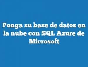 Ponga su base de datos en la nube con SQL Azure de Microsoft