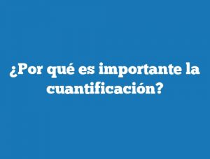 ¿Por qué es importante la cuantificación?