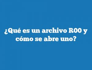 ¿Qué es un archivo R00 y cómo se abre uno?