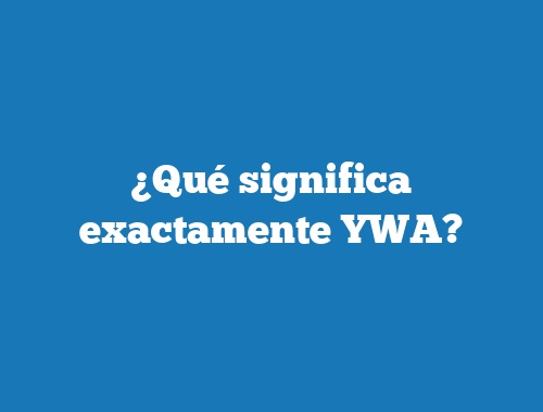 ¿Qué significa exactamente YWA?