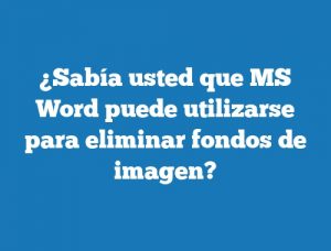 ¿Sabía usted que MS Word puede utilizarse para eliminar fondos de imagen?