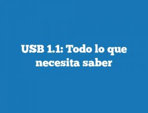 USB 1.1: Todo lo que necesita saber