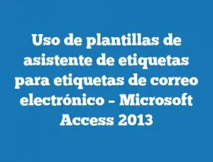 Uso de plantillas de asistente de etiquetas para etiquetas de correo electrónico – Microsoft Access 2013