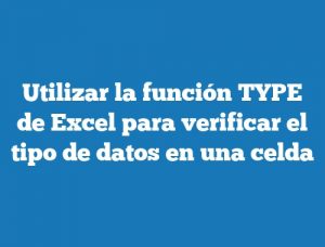 Utilizar la función TYPE de Excel para verificar el tipo de datos en una celda